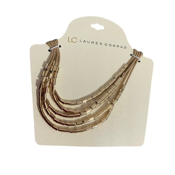 NWT LC Lauren Conrad Necklace Gold Beaded - Picture 1 of 11